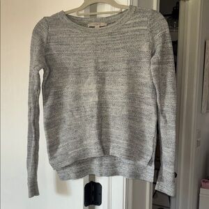 LOFT Women's Heathered Gray Crew Neck Sweater